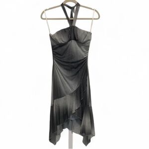 Y2K Taboo Gray Drapey Hems Halter Dress